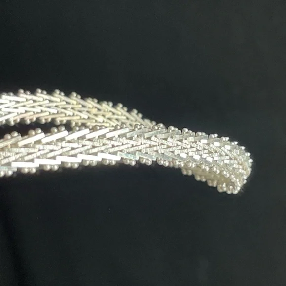 Vintage Sterling Silver 925 Italy Herringbone Bracelet - Picture 5 of 15